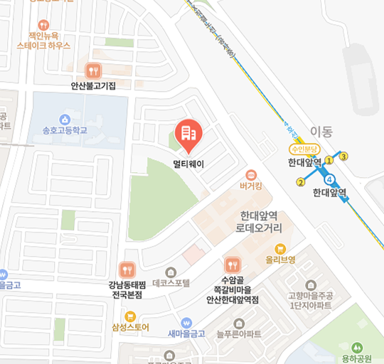 ㈜멀티웨이 본사 지도, 경기도 안산시 상록구 양지편2길 12